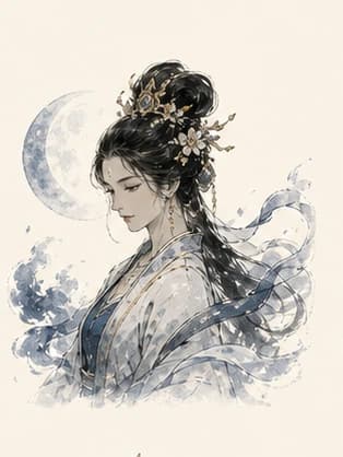 嫦娥水墨神格画像