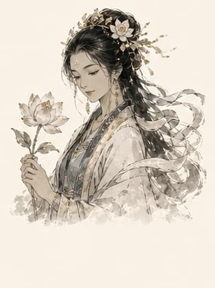 何仙姑水墨神格画像