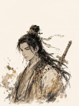 吕洞宾水墨神格画像