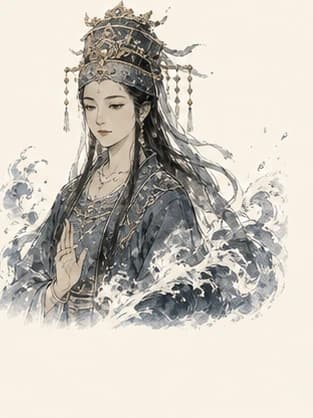 妈祖水墨神格画像