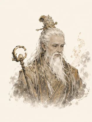 太白金星水墨神格画像